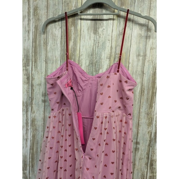 Betsey Johnson Classically Pink Glitter Heart Bustier Tulle Dress Size 6 NWT - Picture 7 of 13
